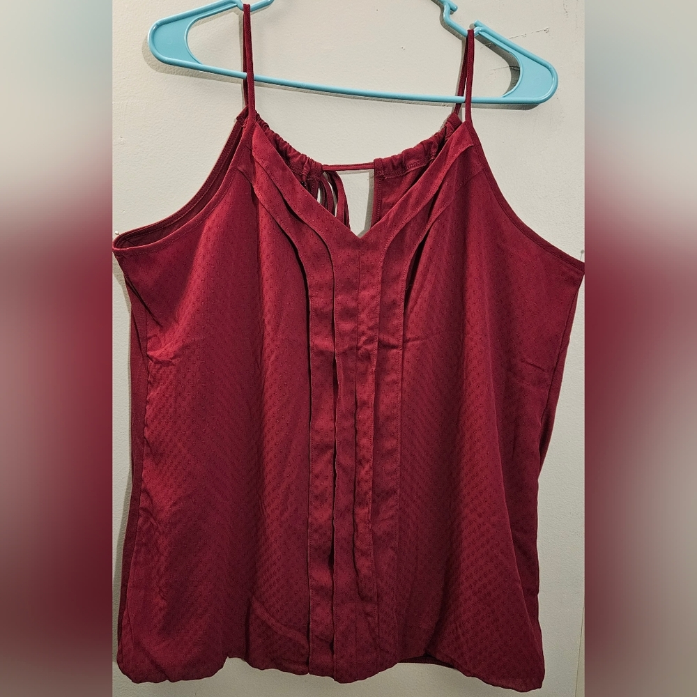 Maurices Deep Red Pleated V-Neck Sleeveless Camisole